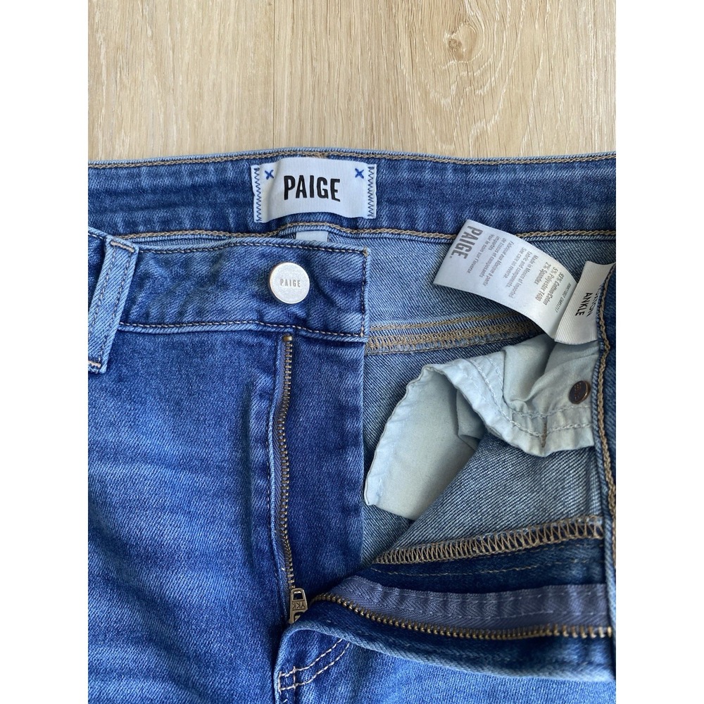 PAIGE Hoxton Ankle Transcend Vintage High Rise Skinny Jeans Raw Frayed Hem 29 - Picture 4 of 16